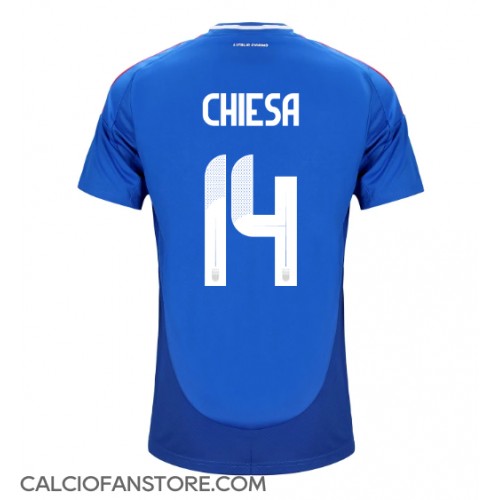 Maglia Calcio Italia Federico Chiesa #14 Prima Divisa Europei 2024 Manica Corta